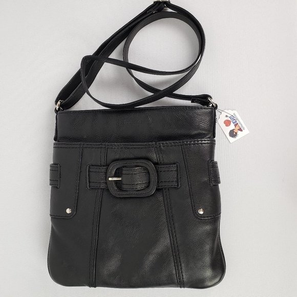 Tuscan's Collection Black Leather Crossbody Purse